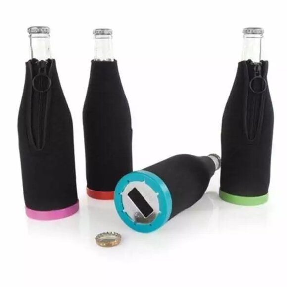 True level bottle opener koozie - Set of three: green, red, and blue - Picture 1 of 3